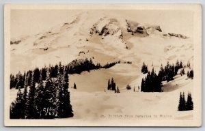 Mt Ranier From Paradise In Winter Washington RPPC Real Photo Postcard A32