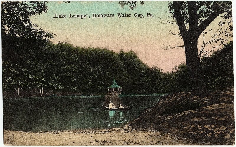 1915 Delaware Water Gap PA Lake Lenape Hand Colored RARE Old Antique DB Postcard