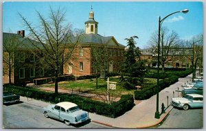 Easton Maryland 1950s Postcard Talbot County Court House Old Cars