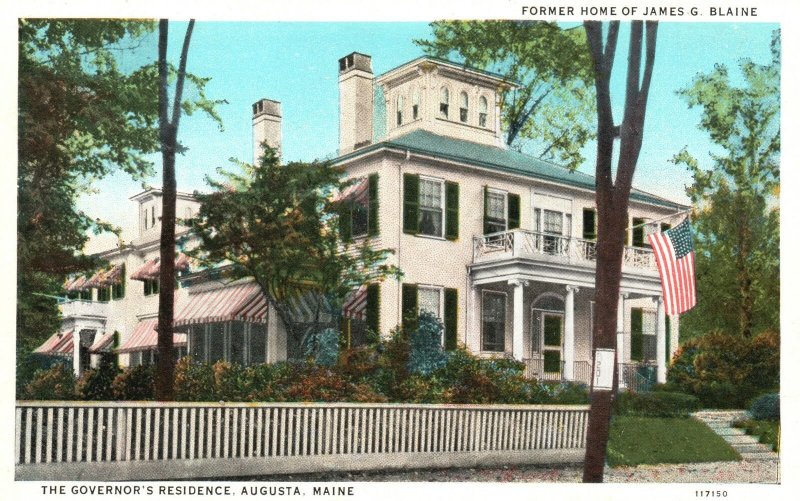 Vintage Postcard Former Home James G. Blaine Governor's Residence