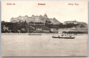 Kiralyi Var Budapest Konigl Burg Ocean Boats Overlooking the Buildings Postcard