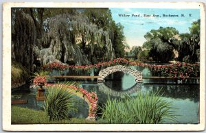 VINTAGE POSTCARD SCENE AT WILLOW POND ON EAST AVENUE ROCHESTER N.Y. 1931