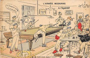 L'Armee Moderne Pool Billiards Carte Postale writing on back 