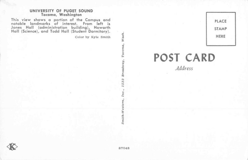 Postcard University Of Puget Sound Tacoma Washington