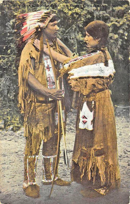 Native Americans Couple Indians Postcard