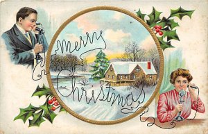 Telephone / Communication Post Card Merry Christmas 1911