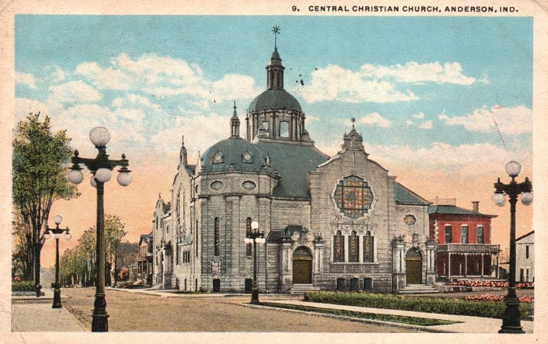 Vintage Postcard 1921 Central Christian Church Parish Building Anderson Indiana