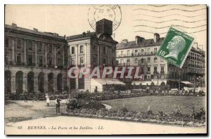 Postcard Rennes Old Gate and Gardens