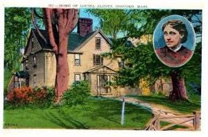 The Orchard House Home of Louisa Alcott Concord Massachusetts Postcard Post 1937