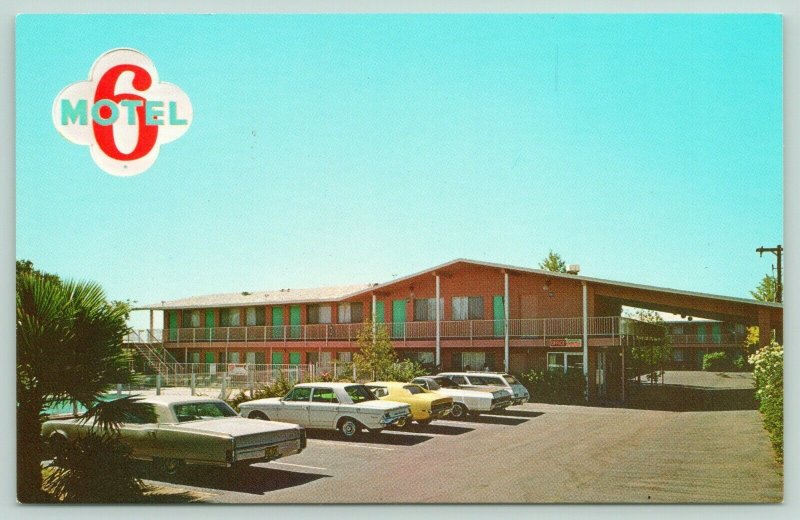 Phoenix Arizona~Motel 6~Swimming Pool~1970s Station Wagon~Yellow Sports Car~PC 