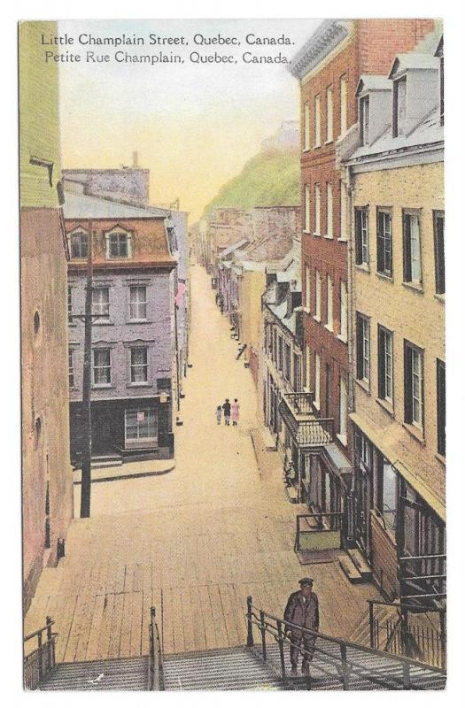 Canada Quebec Little Champlain Street Vintage Postcard