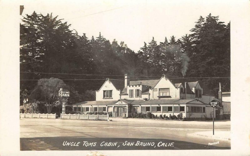 RPPC UNCLE TOM'S CABIN San Bruno El Camino Real Roadside Vintage Photo Postcard