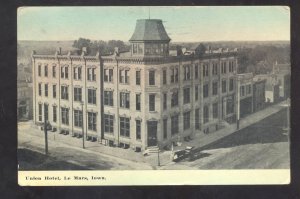 LE MARS IOWA DOWNTOWN UNION HOTEL LEMARS IA. 1917 VINTAGE POSTCARD