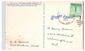 Greetings from Cape Cod Massachusetts Large Letter Vintage Postcard 1943