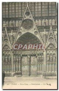 Old Postcard Paris Notre Dame Side Door