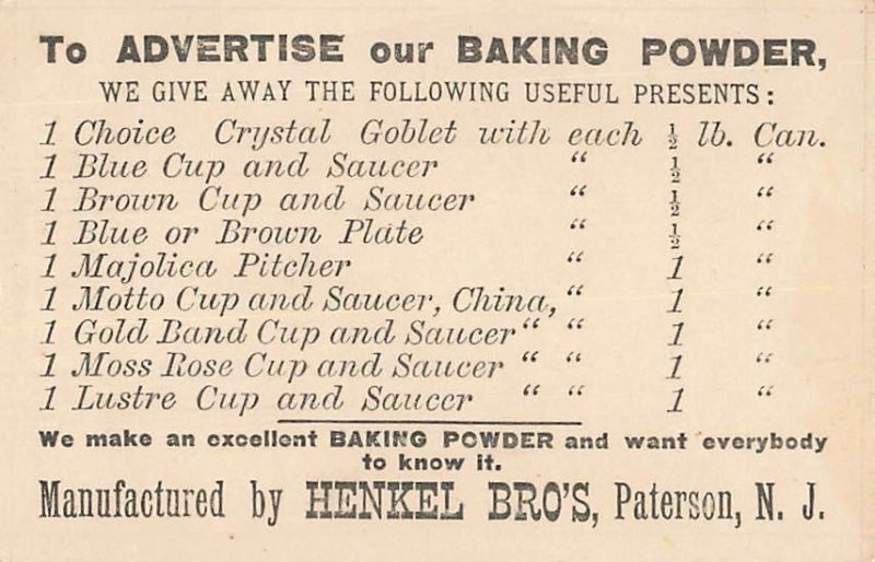 1880s Cute Girl Henkels Baking Powder Johnson Gardner Massachusetts P18 