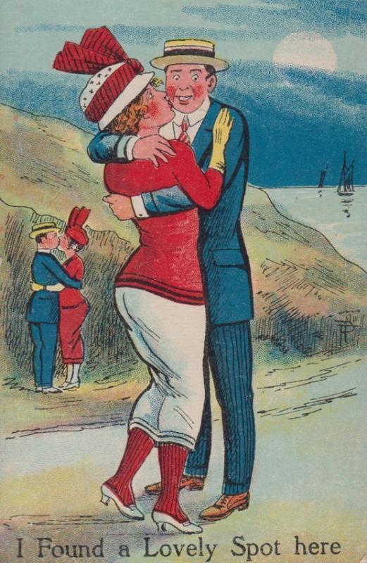 A Lovely Spot To Kiss Not Location Old Comic Humour Postcard