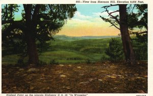 Vintage Postcard View From Sherman Hill Highest Point On Lincoln Highway Wyoming