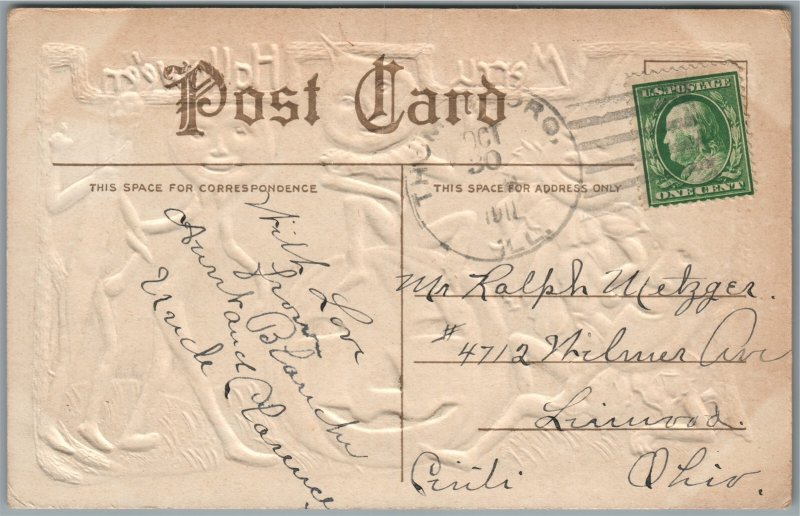 HALLOWEEN 1911 EMBOSSED ANTIQUE POSTCARD