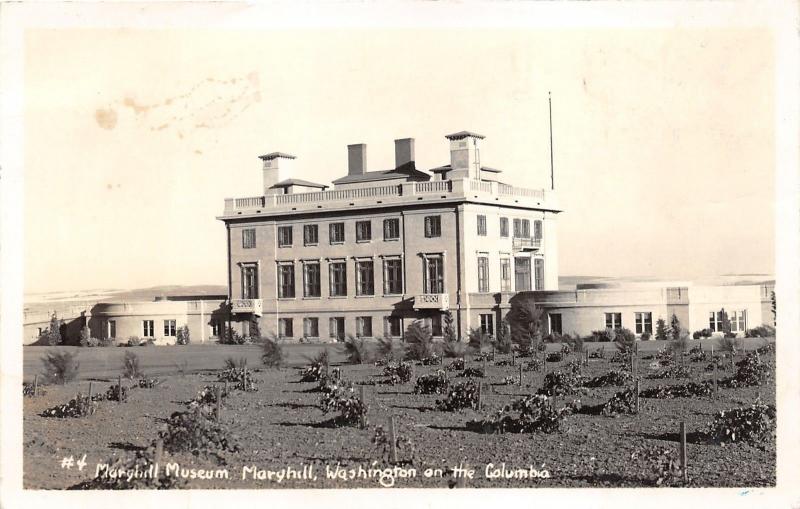 Maryhill Washington~Maryhill Museum of Art~Garden in Foreground~1940s RPPC