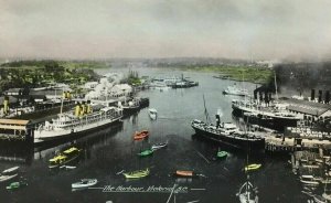 The Harbour Victoria BC RPPC Postcard Hand Tinted Colored Canada Harbor