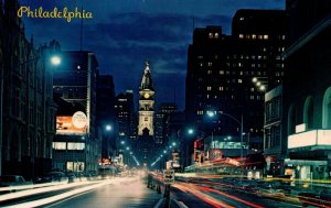 USA Philadelphia at Twilight Pennsylvania Chrome Postcard 08.85