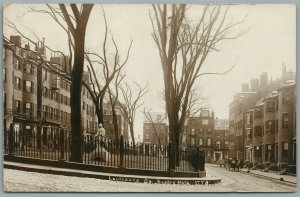 BOSTON MA LOUISBURG SQUARE ANTIQUE REAL PHOTO POSTCARD RPPC