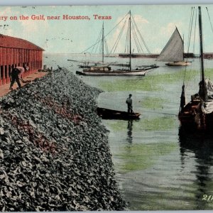 c1910s Houston, TX Oyster Industry Gulf Sailboat Ship PC Leighton Valentine A190