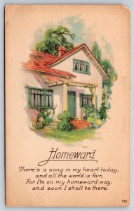 Karle~Front of Home & Homeward Poem~Vintage Postcard