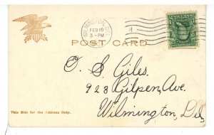 DE - Wilmington. Large Letter Greeting ca 1907  (glitter)