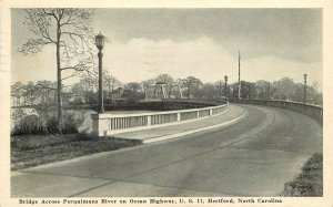 Postcard 1942 North Carolina Hertford Bridge Perquiman's Graycraft 22-13946