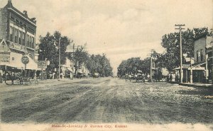 Postcard Kansas Garden City Main Street looking North Mercantile 23-6300