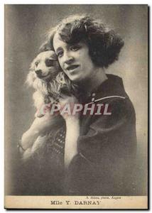 Postcard Old Miss Y Darnay Dog
