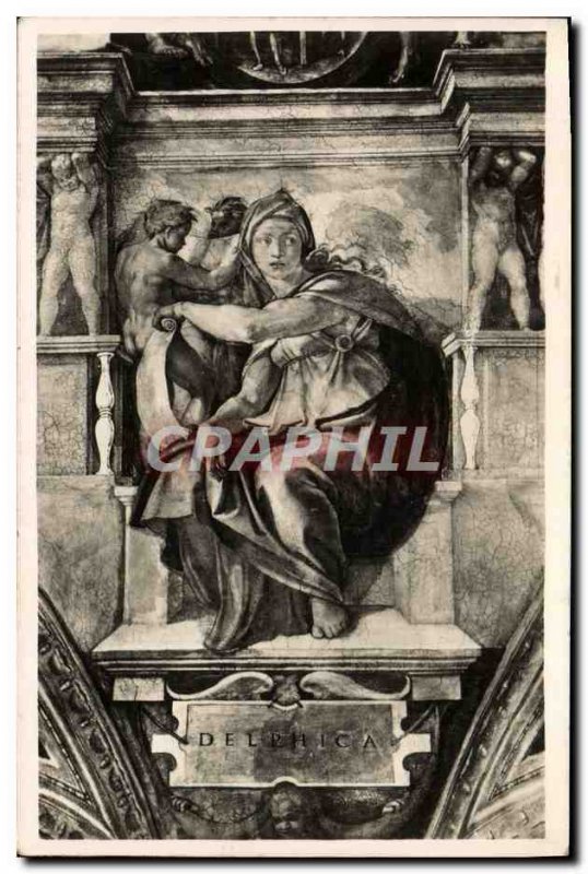 Old Postcard Roma Sistine Chapel Michelangelo Sibilla Deifica