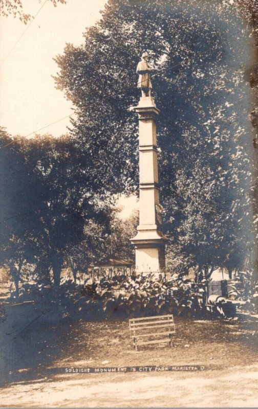 Ohio Marietta City Park Soldiers Monument Real Photo