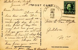 MI - Lakeland, Docks.   (crease, ink mark on card)