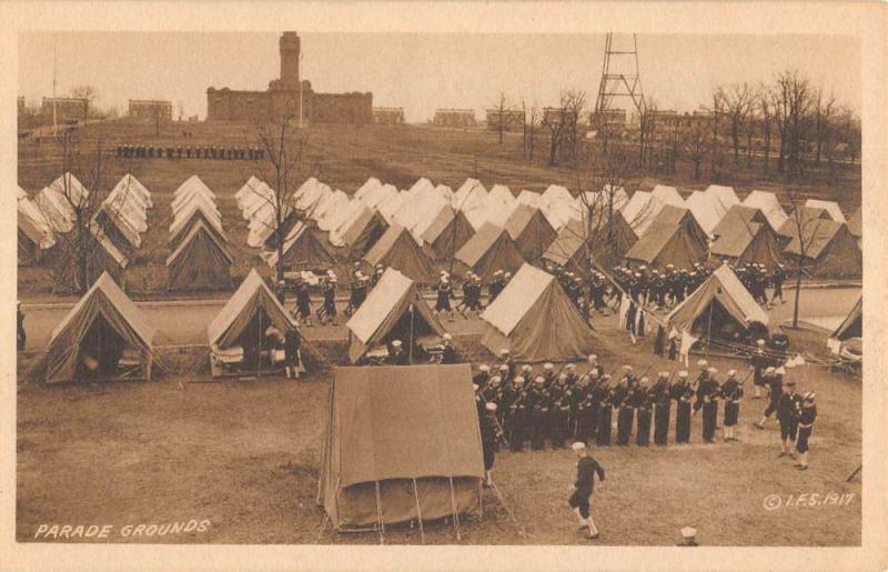 Great Lakes Navy Parade Grounds Tents Antique Postcard K7876552