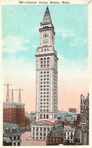 Vintage Postcard Custom House Tower Building Skyscraper Boston Massachusetts MA