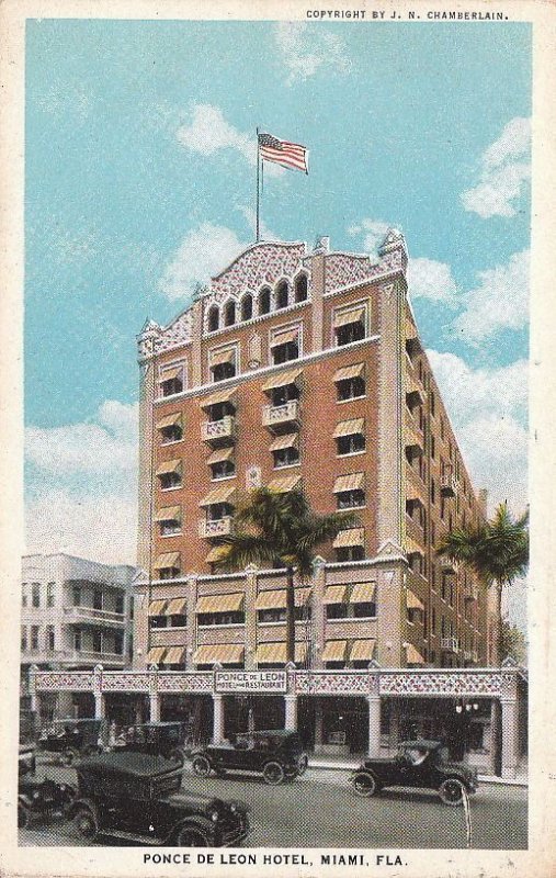 Postcard Ponce de Leon Hotel Miami FL 1927