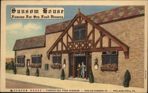 Philadelphia Pennsylvania PA Sansom House Restaurant c1930s-40s Linen Postcard