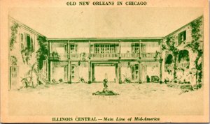 Postcard 1948-49 Chicago Railroad Fair Old New Orleans Illinois Central Exhibit