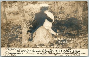 DOVER NJ ROMANTIC COUPLE BEFORE MARRIAGE ANTIQUE REAL PHOTO POSTCARD RPPC