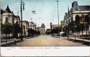 Mexico Calle de Londres Colonia Juarez Vintage Postcard C204