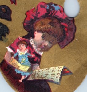 1880s Die-Cut Palettes Adorable Girl Reading Playing Painting Lot Of 6 F124