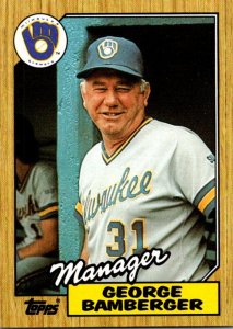 1987 Topps Baseball Card George Bamberger Manager Milwaukee Brewers sun0715