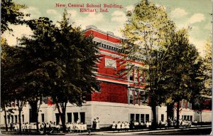 Postcard Central School Building in Elkhart, Indiana~133358