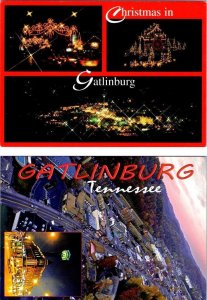 2~4X6 Postcards Gatlinburg, TN Tennessee CHRISTMAS LIGHT FESTIVAL & AERIAL VIEW