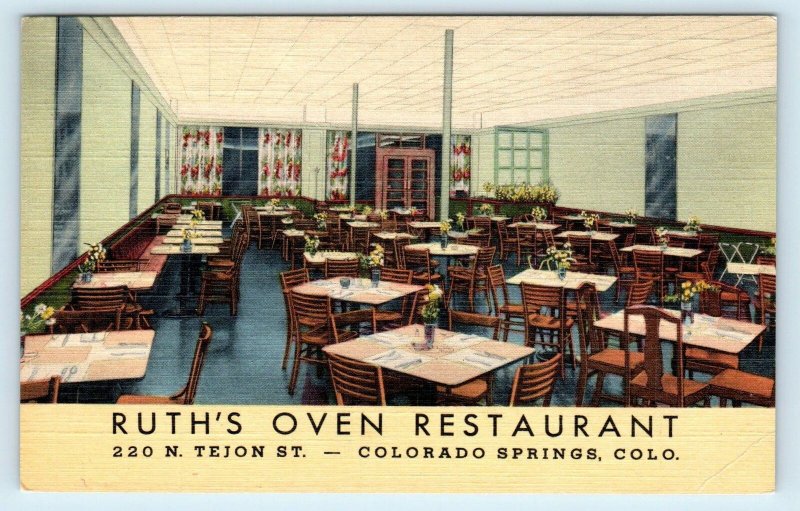 COLORADO SPRINGS, CO ~ RUTH'S OVEN RESTAURANT c1940s Roadside Linen  Postcard