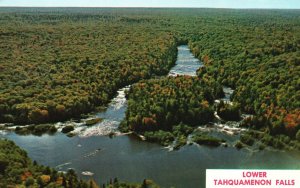 Postcard Lower Tahquamenon Falls Aerial View Island Interesting Spot Michigan MI