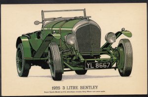 Vintage Motor Cars Postcard - 1925 3 Litre Bentley Car   DR65